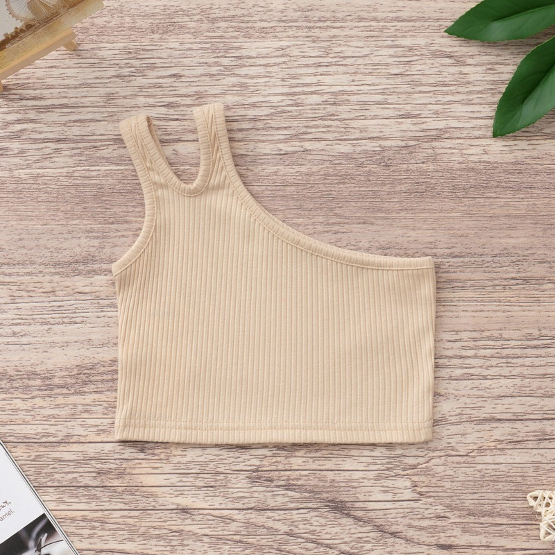 Kids' tank top - summer fashion, european & american style, casual solid color, cotton camisole for girls, trendy pink top