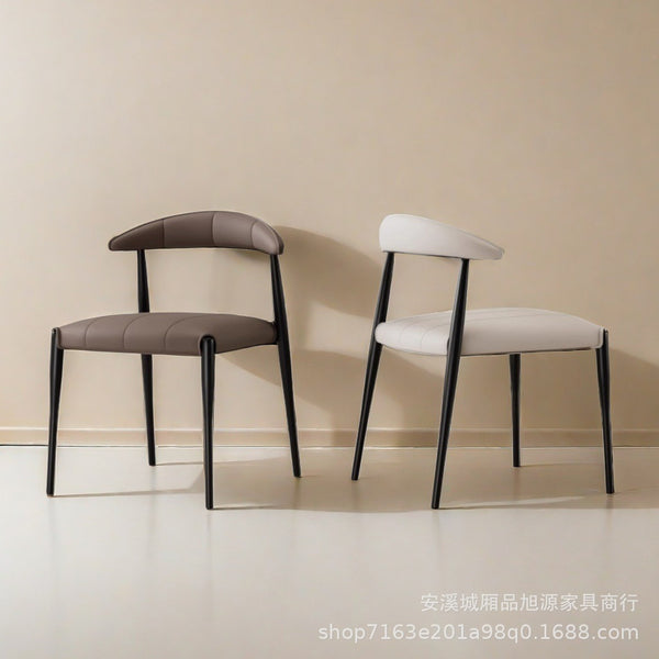 Nordic designer leather dining chair creative western restaurant wrought iron chair cafe milk tea shop backrest leisure chair stool
