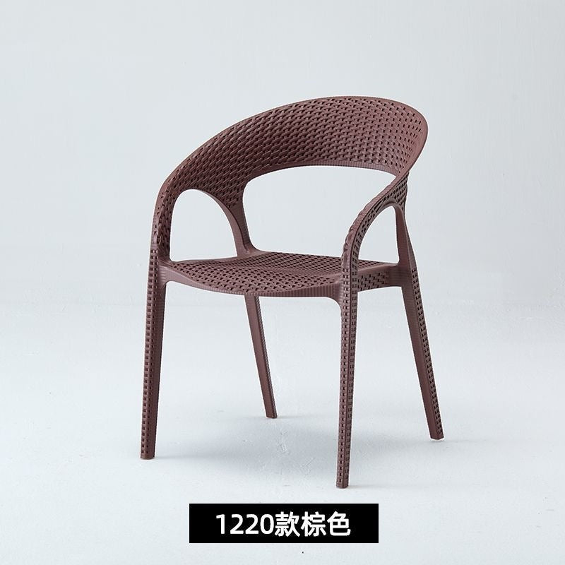 Outdoor patio plastic stool single chair single backrest imitation rattan chair balcony leisure area layout milk tea shop others