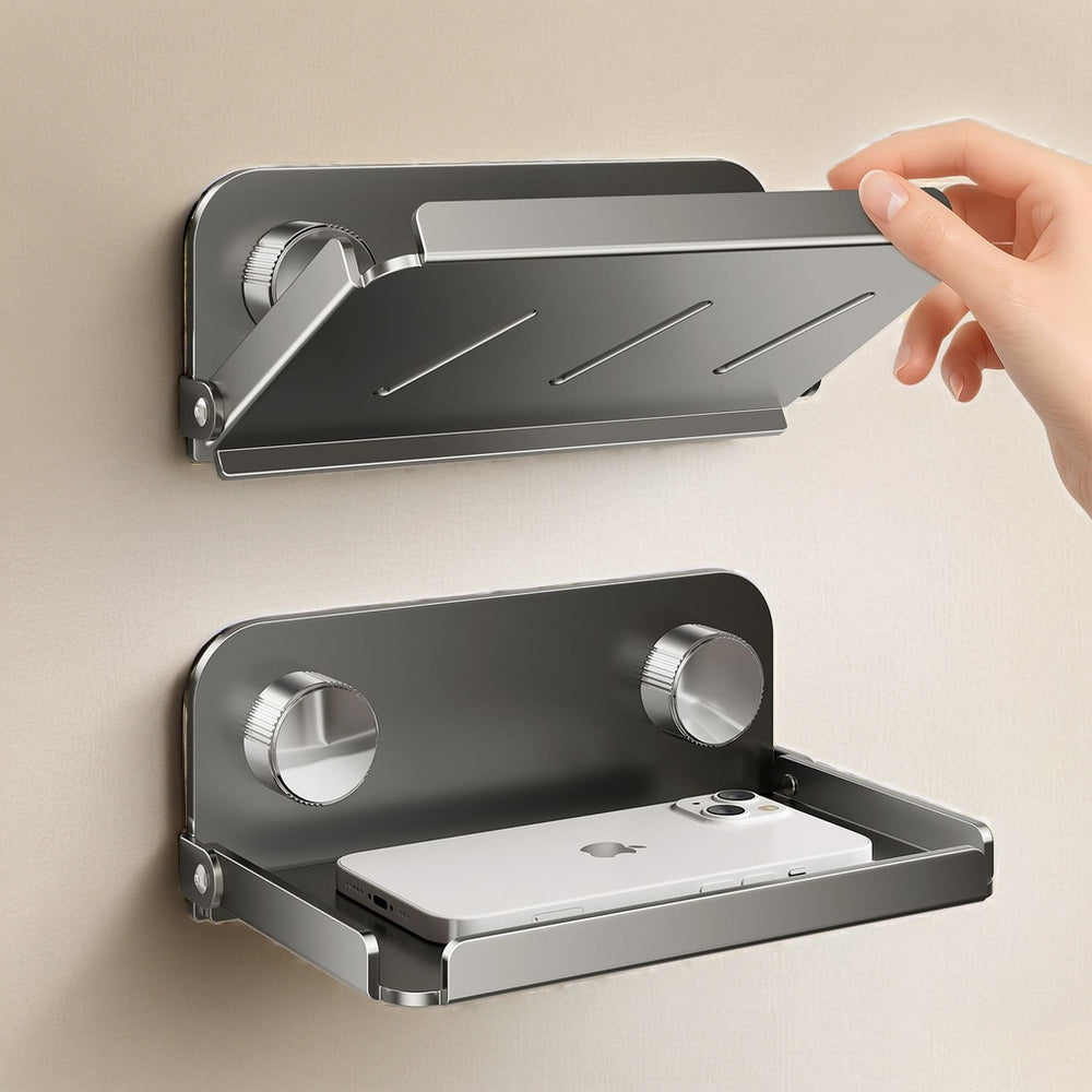 Bathroom mobile phone holder toilet foldable tray punch-free public toilet storage rack bedside dormitory shelf