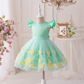 New summer european and american princess floral sleeveless mesh baby christening gown cotton lined dress - in stock