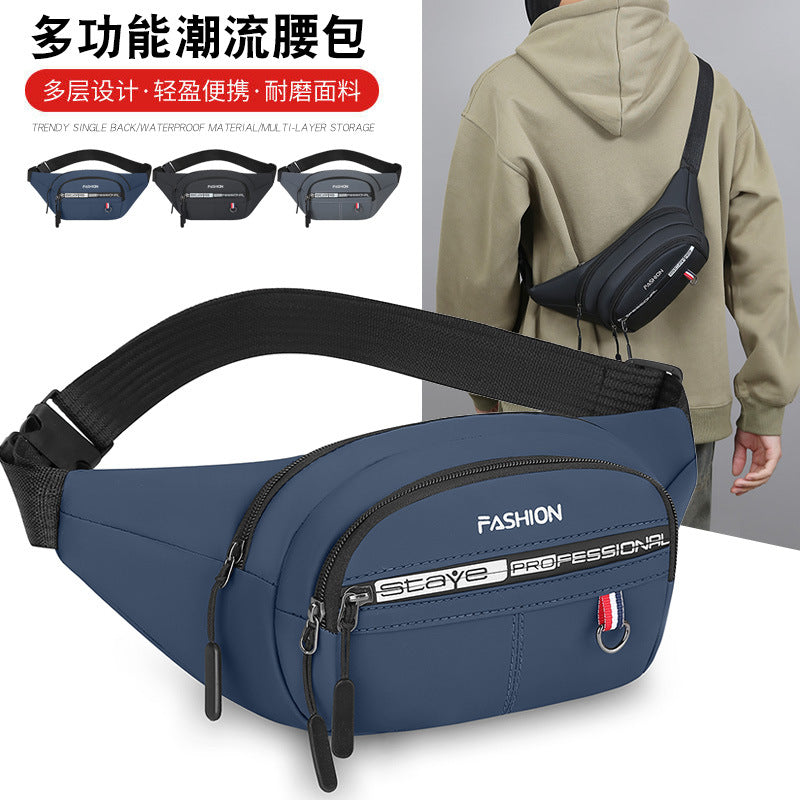Cross-border new men's fanny pack outdoor travel shoulder bag fashion trend commuting versatile messenger bag cash register breast bag