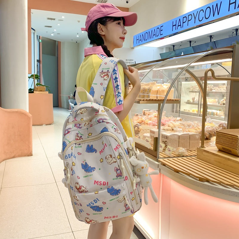 Backpack Men's Simple Large Capacity Travel Backpack Women's Casual Japanese Junior High School Student High School Student School Bag Men