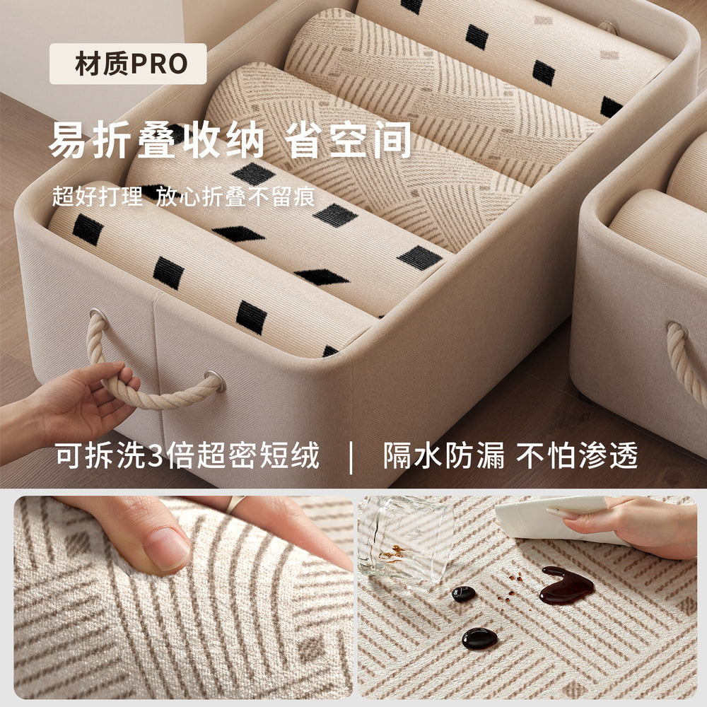 Carpet living room removable and washable double layer easy to care for machine washable large area full cover light luxury high-end bedside floor mat sound insulation