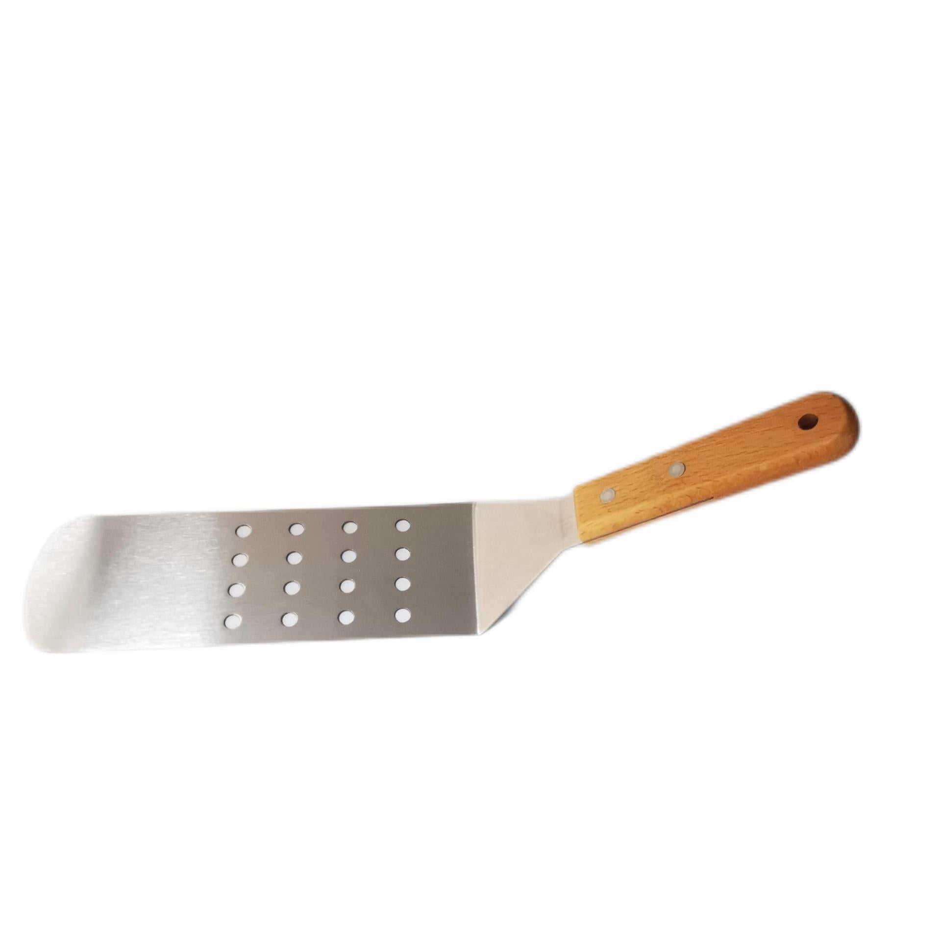 Cross-border stainless steel wooden handle frying shovel combination oblique cooking shovel iron plate steak cooking shovel pancake BBQ tool