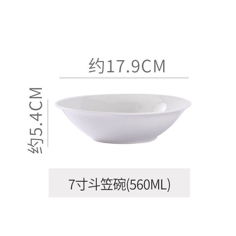 Minimalist pure white ceramic dinnerware set - ideal for restaurants, hotels, and home use. includes plates, rice bowls, soup bowls, and fruit/salad plating dishes
