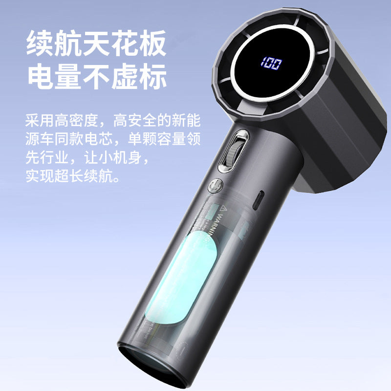 100-speed high-speed handheld fan usb mini portable charging turbine small fan digital display desktop fan gs5