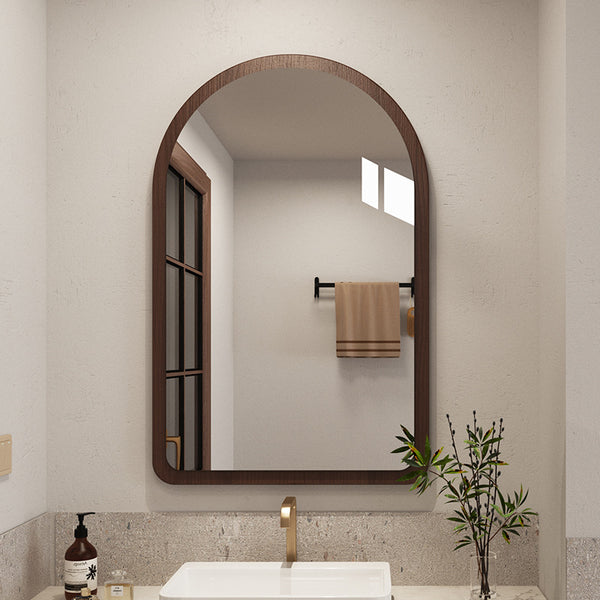 Medieval style bathroom mirror wall-attached self-adhesive non-punching retro vanity mirror toilet bathroom toilet wall-mounted mirror
