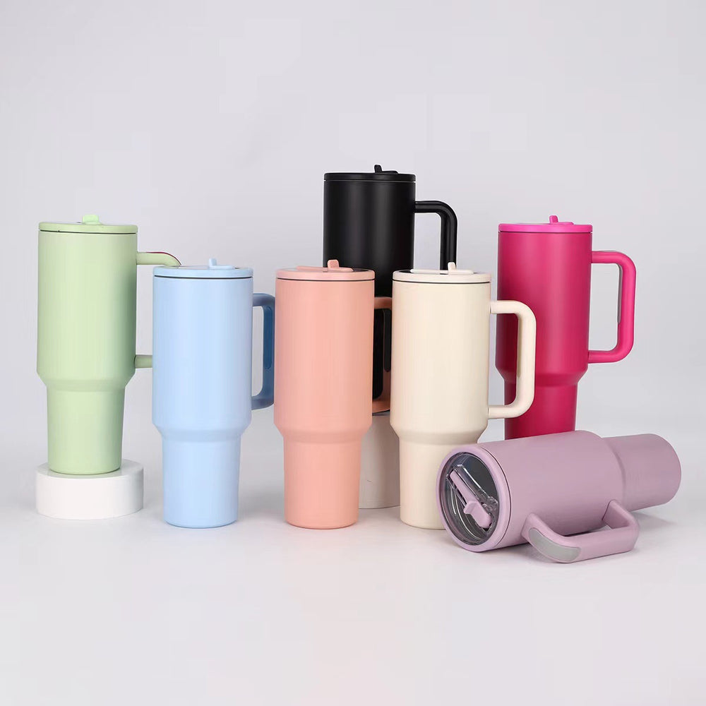 Amazon 40oz fifth generation car cup 304 stainless steel straw handle thermos cup large capacity cold ice cup