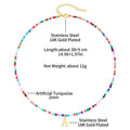 European and american cross-border colorful beaded initial necklace, 18k gold plated choker, bohemian stainless steel necklace