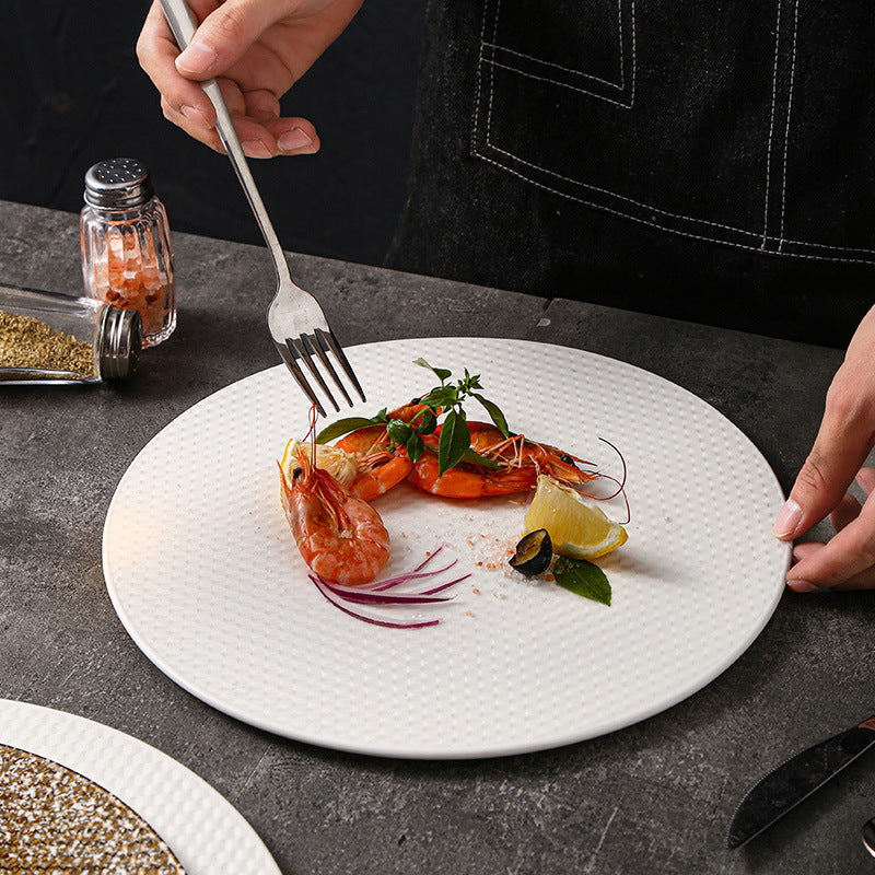 Western-style flat plate, hotel restaurant ceramic display plate, steak plate, creative light luxury high-end western-style plate, dessert plate