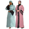 supply style loose blouse long skirt silky fabric lace decoration with headscarf plus size women's clothing