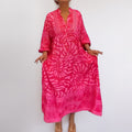 cross-border e-commerce women's fashion: european and american summer new arrivals - stylish v-neck printed loose plus size maxi dress