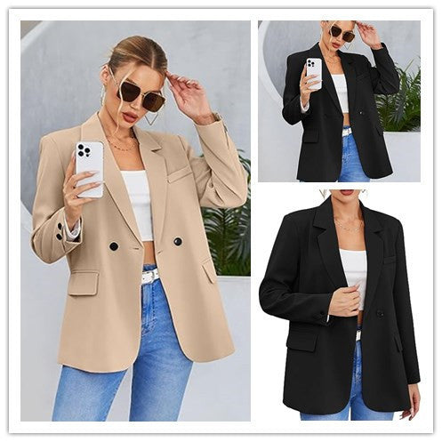 Europe and the United States  temu  small suit 2025 autumn and winter OL commuter lapel slim cardigan temperament suit
