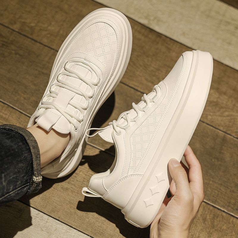 Men's white sneakers 2025 new winter breathable casual skate shoes men's white shoes non-slip thick sole versatile sports trendy shoes