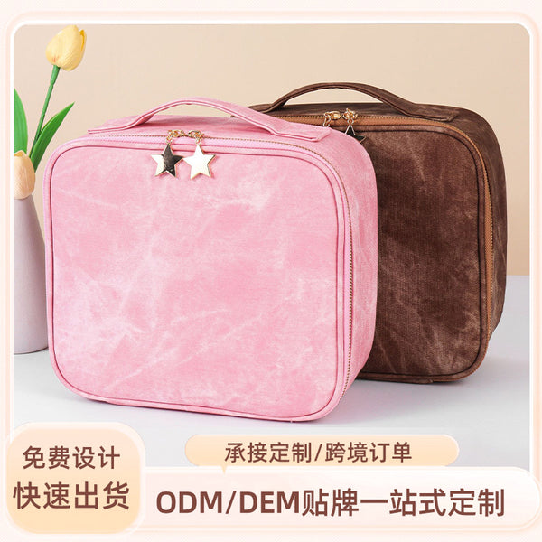 Manufacturer customizes factory source with led light full screen mirror cosmetic bag large capacity cosmetic case portable storage case