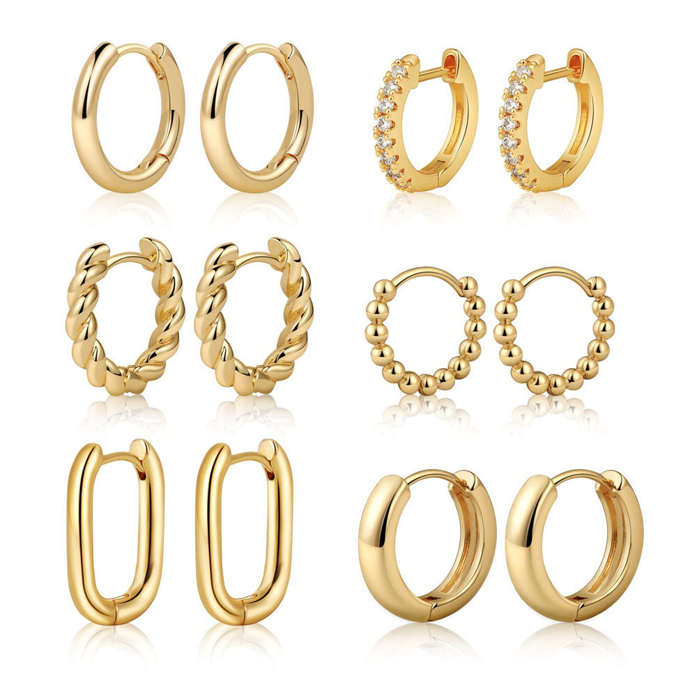 European and american cross-border new thick open c earrings 14k gold-plated copper cartilage earrings women's niche high-end sense of light luxury earrings