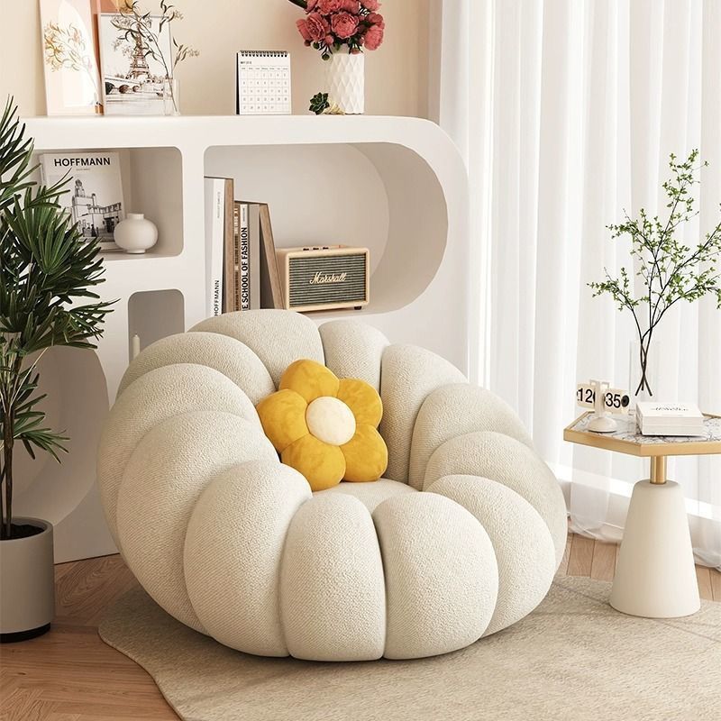 Lazy sofa can lie down and sleep casual chair balcony popular tatami bedroom single pumpkin small sofa cream