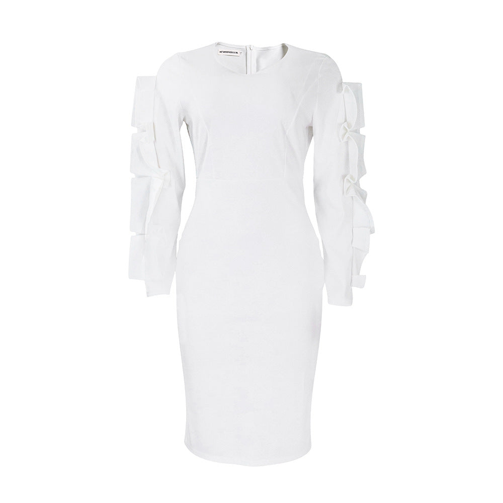 D377 european and american plus size women's autumn new fashion elegant all-match african style plus size long sleeve export dress