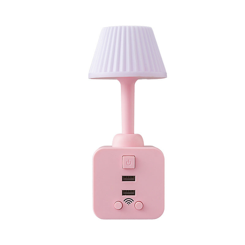 Led eye-care multifunctional desk lamp socket study bedside night light plug adapter bedroom lamp usb charging power strip