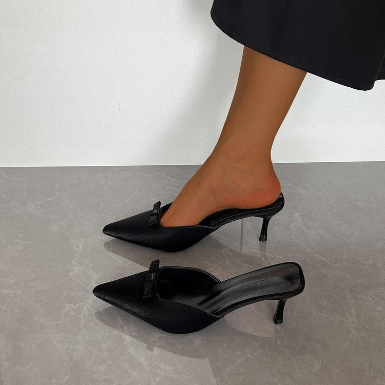 2026plus size pointed toe stiletto slippers high heels elegantslimming look frenchfashionsexy beauty toe half slippers women's shoes