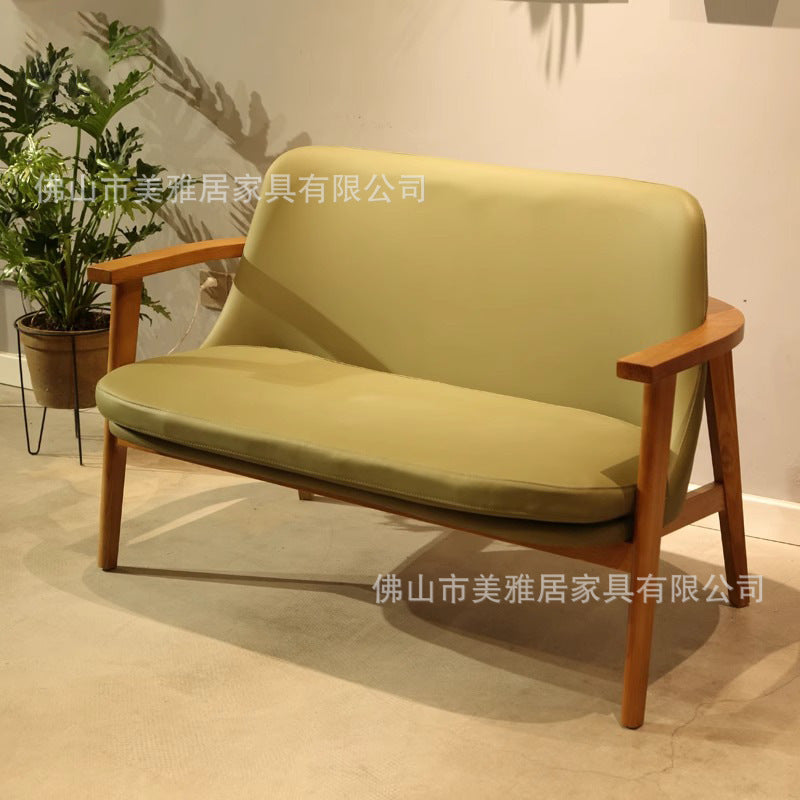 Cafe Solid wood back chair Restaurant Dessert milk tea shop Leisure sofa Table and chair combination Rest area Card seat