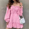 Amazon cross-border e-commerce women's summer  long-sleeve off-the-shoulder elegant dress - short skirt, fresh and sweet style