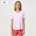 Summer loose breathable yoga top women's side slit quick-dry running fitness sports short sleeve dss125