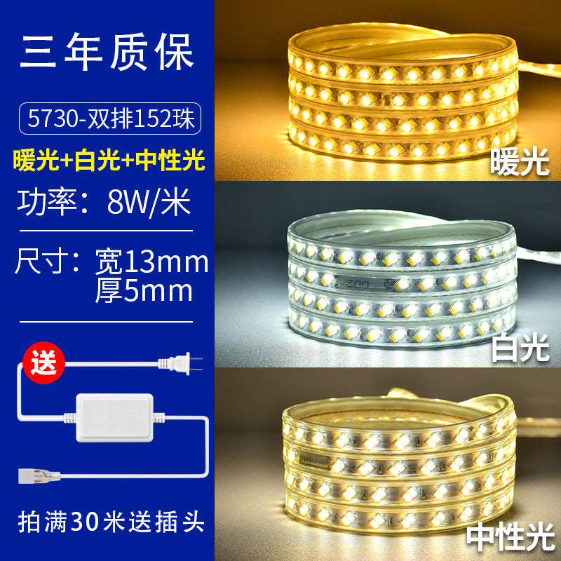 Led strip lights, tri-color dimmable, home use, color changing, living room ceiling, 220v outdoor waterproof rgb flexible strip lights