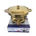 Round stainless steel buffet warming tray, 5l with visible glass lid, buffet stove - in stock
