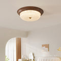 Medieval walnut round ceiling lamp with ice crackle glass soft light bedroom master bedroom secondary bedroom balcony corridor