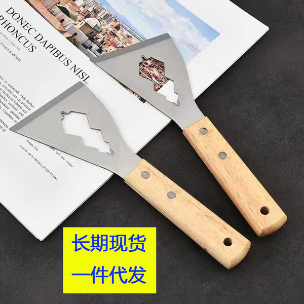 Multifunctional putty knife triangular scraper wall scraper cleaning spatula double clip mirror wooden handle putty knife manufacturer skin