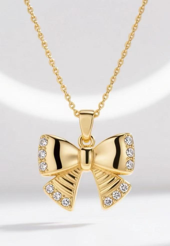 fashion e-commerce ins style titanium steel diamond-encrusted accessible luxury stainless steel plated 14k gold butterfly necklace for women wholesale