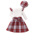 Kids' long-sleeve ruffle-trimmed plaid skirt set - clearance sale