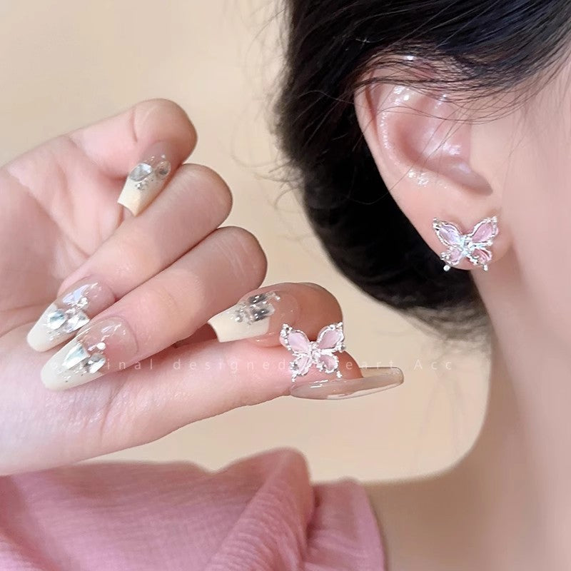 Ins style pearl earrings for women 925 silver needle niche design butterfly earrings accessible luxury high-end earrings earrings earrings