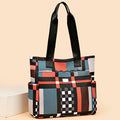 2026 new women's bag large capacity shoulder bag fashionable tote bag color block oxford cloth tote bag mom bag