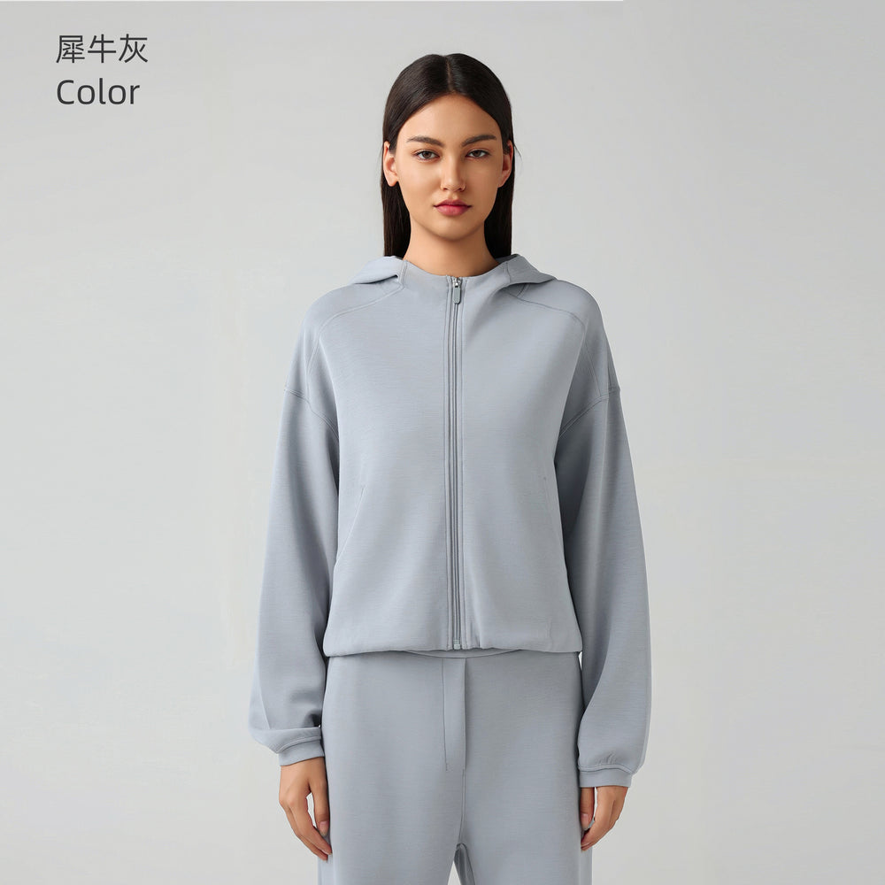 Hooded zip-up cardigan women's autumn/winter new arrival loose casual sweatshirt running fitness activewear top daw166