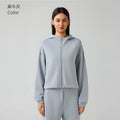 Hooded zip-up cardigan women's autumn/winter new arrival loose casual sweatshirt running fitness activewear top daw166