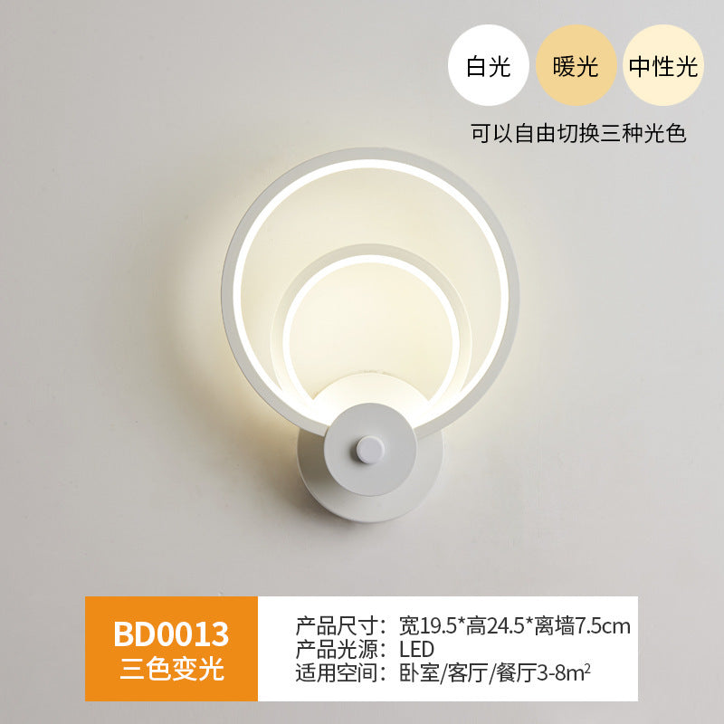 Wall lamp bedroom bedside wall lamp Nordic led living room modern simple background light creative corridor aisle lamp