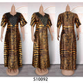 European and american african women's printed loose robe plus size long dress   rhinestone dress in stock