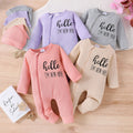 Amazon's new autumn and winter european and american newborn onesie letter printinglong sleeves multi-color bag butt hat two-piece set