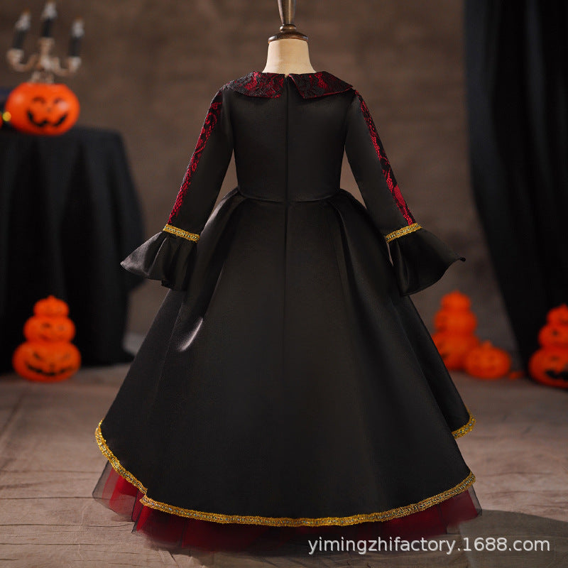 Amazon cross-border girls' halloween dress  new dark witch princess costume cosplay outfit
