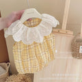 Summer lightweight baby clothes for girls: sweet and stylish plaid triangle romper, sleeveless bodysuit, crawling suit