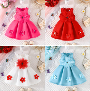 Spring/summer new arrivals: adorable girls' princess dress - 3d floral sleeveless tutu dress, sweet korean style