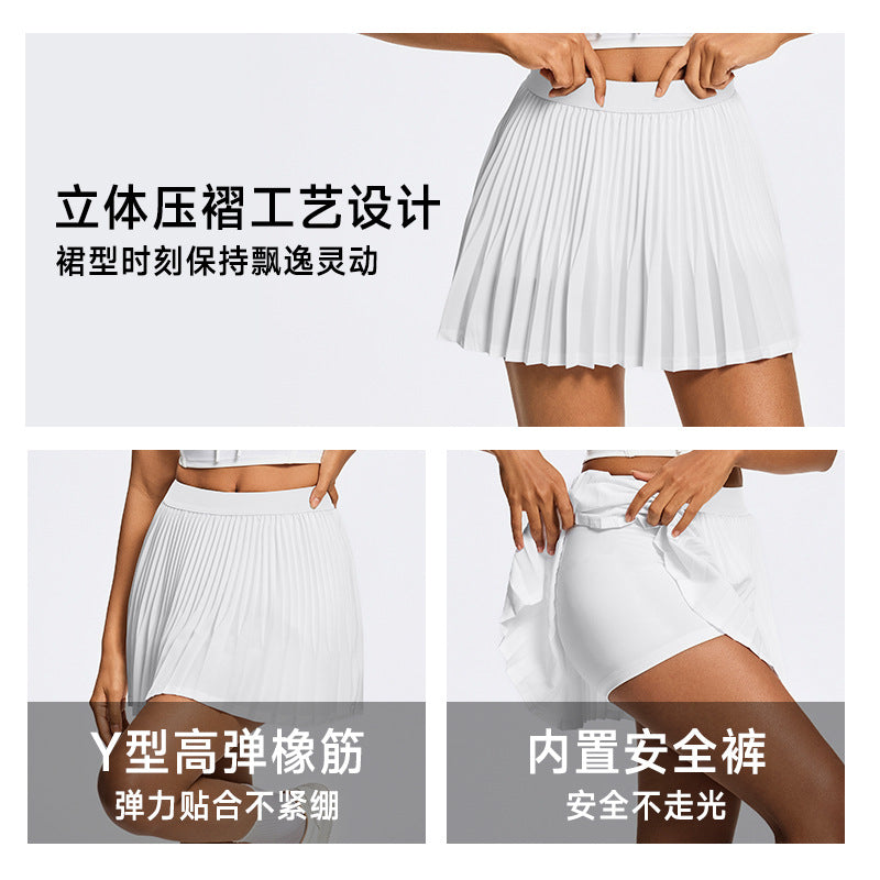 Tennis skirt pleated accordion golf sports skirt fashion tape high waist yoga skirt women's sports skirt