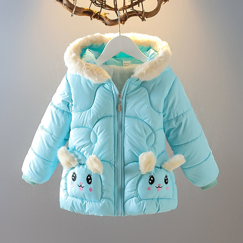 Kidsthickened high-quality cotton-padded clothes winter cartoon cotton clothes boys and girls style hooded outwear baby small cotton-padded jacket