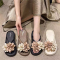 New fairy flower slippers platform soft sole 2025 one-strap summer new women's summer versatile beach slippers