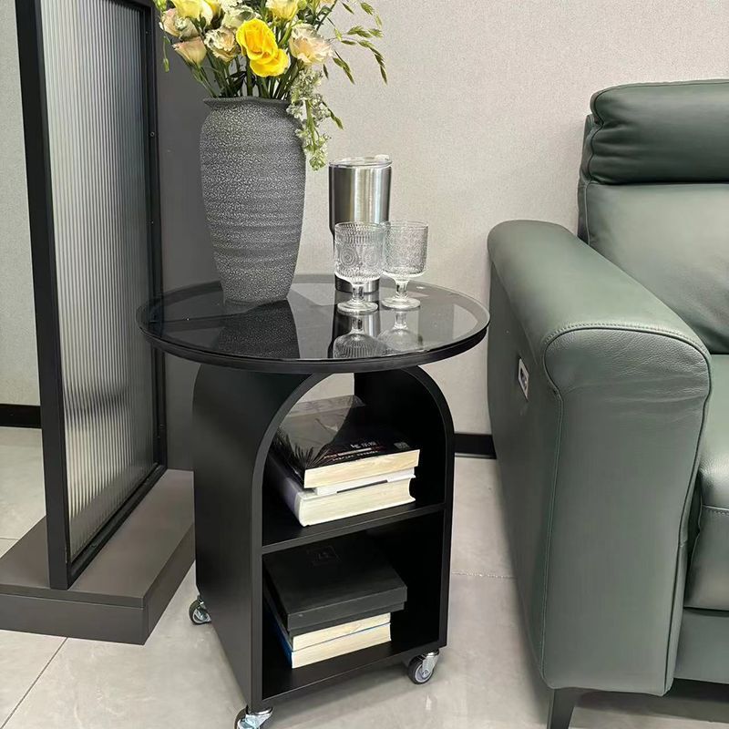Cream style sofa round glass side table modern creative living room coffee table bedroom bedside table small table movable