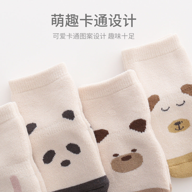 Babibele newborn crawling suit autumn and winter style dot glue non-slip cartoon terry heattech floor socks knee pads suit