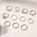 Wholesale bowknot rings: european and american cross-border accessories, women's ins-style niche high-end diamond 10-piece silver jewelry set